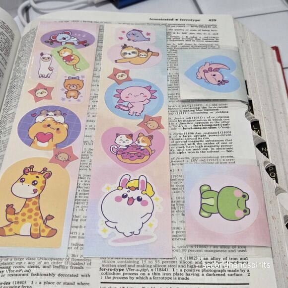 Kawaii ANIMALS Bookmark Set. 2 Straight And 2 Magnetic Bookmarks Handmade - Picture 2 of 3